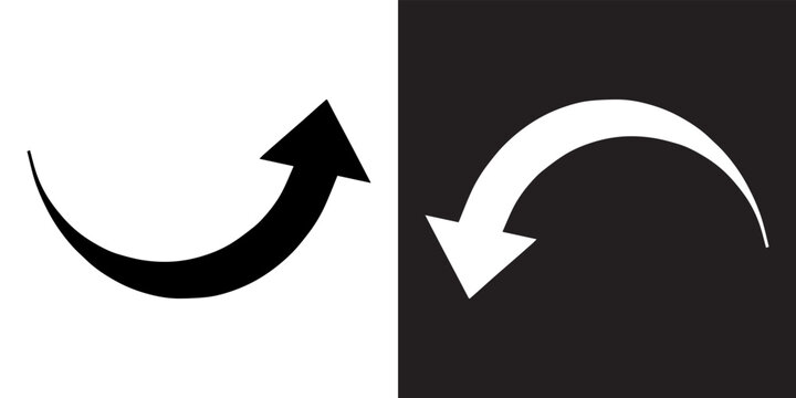 Curved arrow icon vector. Arrow pointer icon sign symbol in trendy flat style. Arrow up down vector icon illustration isolated on white and black background