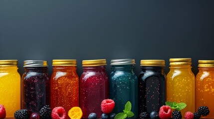 Clean and uncluttered backdrops enhanced by jars of colorful fruit jams