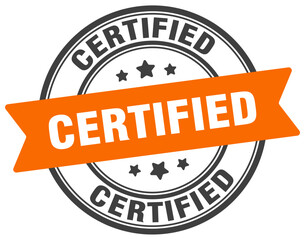 certified stamp. certified label on transparent background. round sign