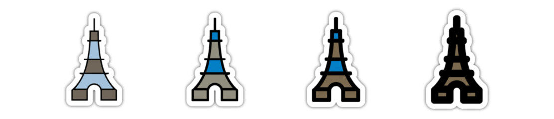 Icones symbole picto tour eiffel paris france couleur relief