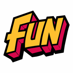 The word FUN in street art graffiti lettering vector image style on a white background.