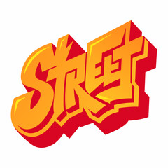 The word STREET in street art graffiti lettering vector image style on a white background. - obrazy, fototapety, plakaty