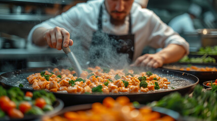 Obraz premium Precision and Passion A Chef's Dedication to Culinary Perfection