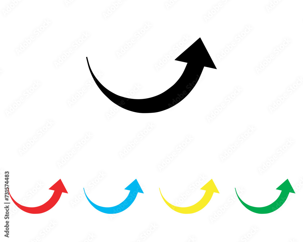 Poster curved arrow icon vector. arrow pointer icon sign symbol in trendy flat style. set elements in color