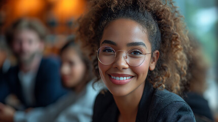 Obraz premium Office Charisma Close Up Portrait of a Female Executive in a Business Setting