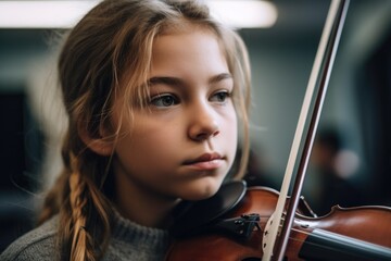 shot of a young girl in her music lesson