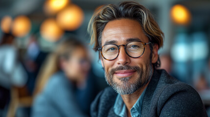 Portrait of Success Close-Up Image of a Confident Businessman's Front View in the Workplace