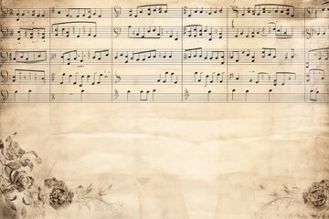 Fototapeta premium Paper copyspace Musical old vintage sheet art textured paper note antique page melody background