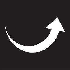 Curved arrow icon vector. Arrow pointer icon sign symbol vector. Arrow up vector icon illustration isolated on black background