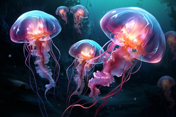 Pink glowing jellyfish
Generation AI
