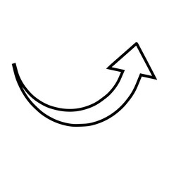 Curved arrow icon vector. Arrow pointer icon sign symbol vector. Arrow up vector icon illustration isolated on white background