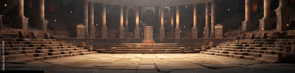 Poster the expansive room is filled with rows of sturdy building pillars, creating a sense of grandeur and 