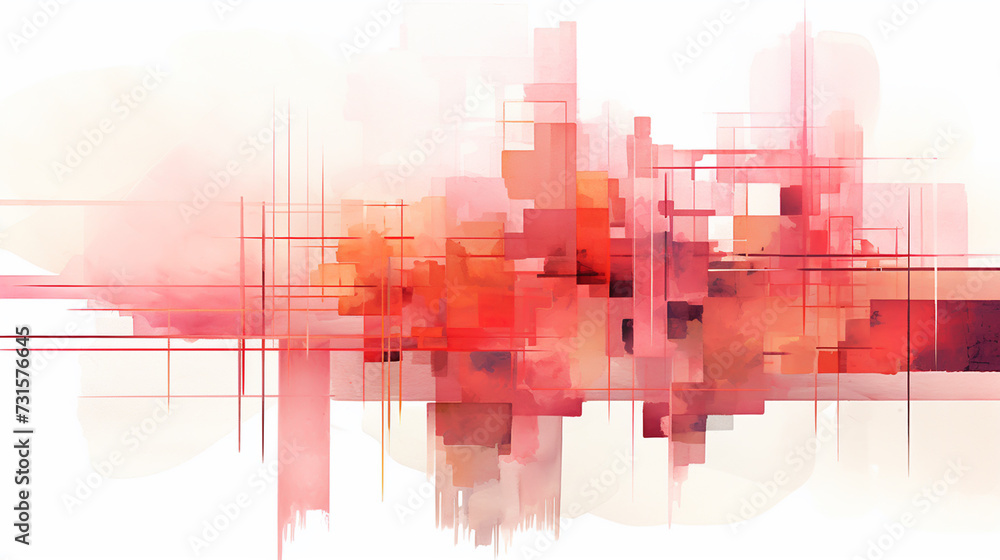 Wall mural red abstract background. dynamic geometric shapes composition.