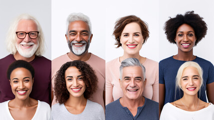 Portrait of happy multiethnic group of people smiling and looking at camera