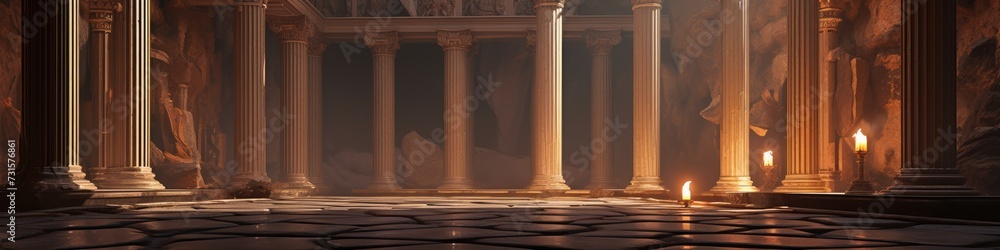 Aufkleber a vast space is adorned with an array of building pillars, imparting a majestic ambiance and a testa