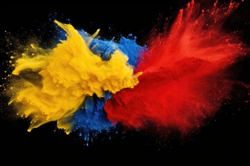 Colored powder explosion on clean background