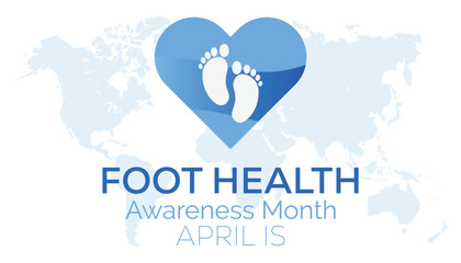 Vector illustration on the theme of Foot health awareness month observed each year during April banner, Holiday, poster, card and background design.