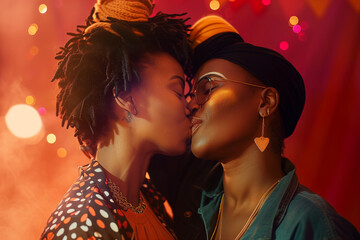 Capturing Affection Close-Up Image of Women Celebrating Love in LGBT Relationship