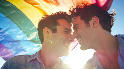 Affectionate Radiance Smiling Faces of a Gay Pair Under the Sun