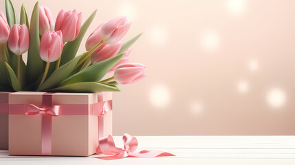 Women's Day, Valentine's Day, Mother's Day background concept, empty floral background with copy space