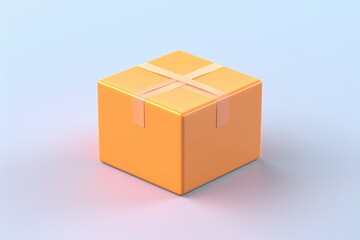 Obraz premium Little cardboard shipping box 3D render icon isolated on clean studio background