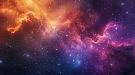 Simplified nebulae and gas clouds blend harmoniously in the cosmic panorama - obrazy, fototapety, plakaty