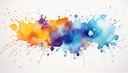 Colorful watercolor splashes and blots with empty space for text and design elements