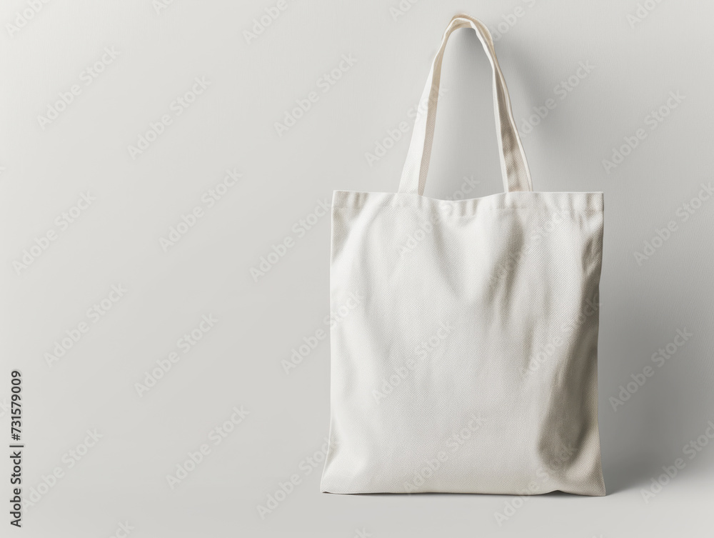 Poster a blank tote bag positioned upright against a white background, providing ample copy space for desig