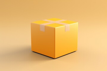 Obraz premium Little cardboard shipping box 3D render icon isolated on clean studio background