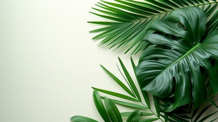 Tranquil scenes featuring tropical leaves against minimalist settings