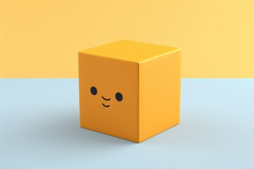 Obraz premium Little cardboard shipping box smiling 3D render icon isolated on clean studio background