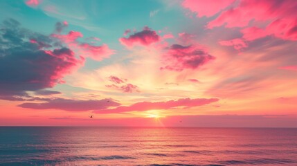 Muted tones of pink and orange mimic a romantic sunset sky.