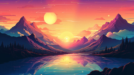 sunset in mountains