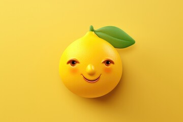 Fototapeta premium Little lemon 3D render image isolated on clean studio background