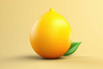 Little lemon 3D render image isolated on clean studio background