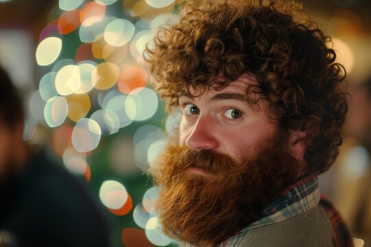 Portrait Of Bearded Man. Irish Man With Red Beard And Moustache