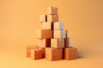 Pile of cardboard boxes 3D render image isolated on clean studio background
