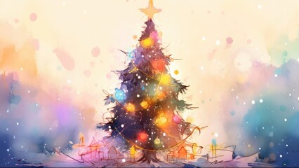 クリスマスツリーの水彩画_5