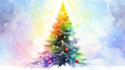Fototapeta na wymiar クリスマスツリーの水彩画_2