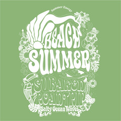 summer beach subared roadtrip groovy flowers tropical toucan 