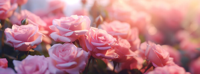 Pink roses background, with copy space