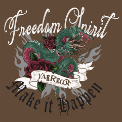 freedom spirit make it happen dragon rose grunge