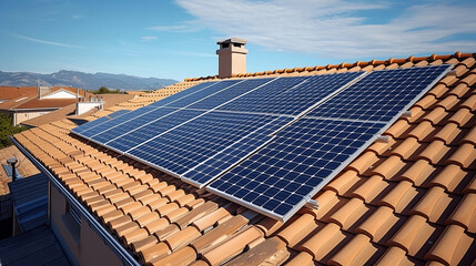 sur le toit des panneaux solaire, électricité avenir pas chers, environnement 
