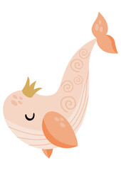 Friendly whale princess with crown