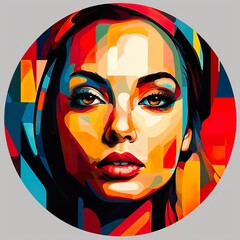 Multi color abstract art of woman face 
