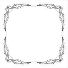 Elegant black and white monochrome ornamental border for greeting cards, banners, invitations. Vector frame for all sizes and formats. Isolated vector illustration.