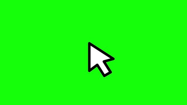 Pointer arrow cursor clicking. Mouse click symbol with a circle on Green Screen Chroma key. Featuring 7 different arrow designs. Internet and Technology.