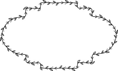Flower wreath leaf floral border Vintage frame vector Horizontal Frame Rectangle Frame picture frames Branch laurel botanical silhouette black retro badge elements decoration