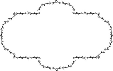 Flower wreath leaf floral border Vintage frame vector Horizontal Frame Rectangle Frame picture frames Branch laurel botanical silhouette black retro badge elements decoration