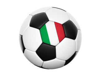 Football soccer ball with colours of Italy isolated on transparent white background